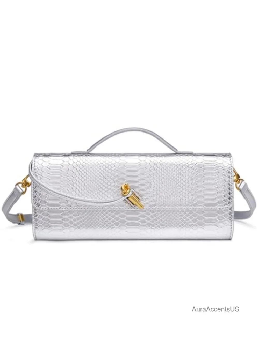 Vegan PU Leather Evening Clutch with Detachable Strap, 3-in-1 Convertible